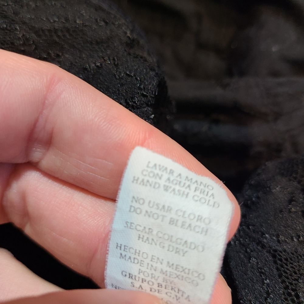Vtg Y2K‎ Sheer Stretchy Lace Dainty Black Fairy Goth Top Sz L 90s Floral Grunge - Picture 9 of 10